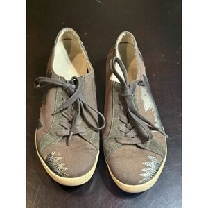 Dansko Olisa Brown Canvas Suede Floral Comfort Sneaker Shoes US 8.5 47101